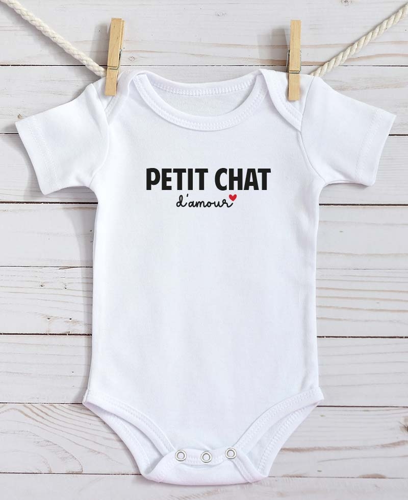 Body Bebe Petit Chat D Amour 100 Coton Ou Coton Bio Blanc