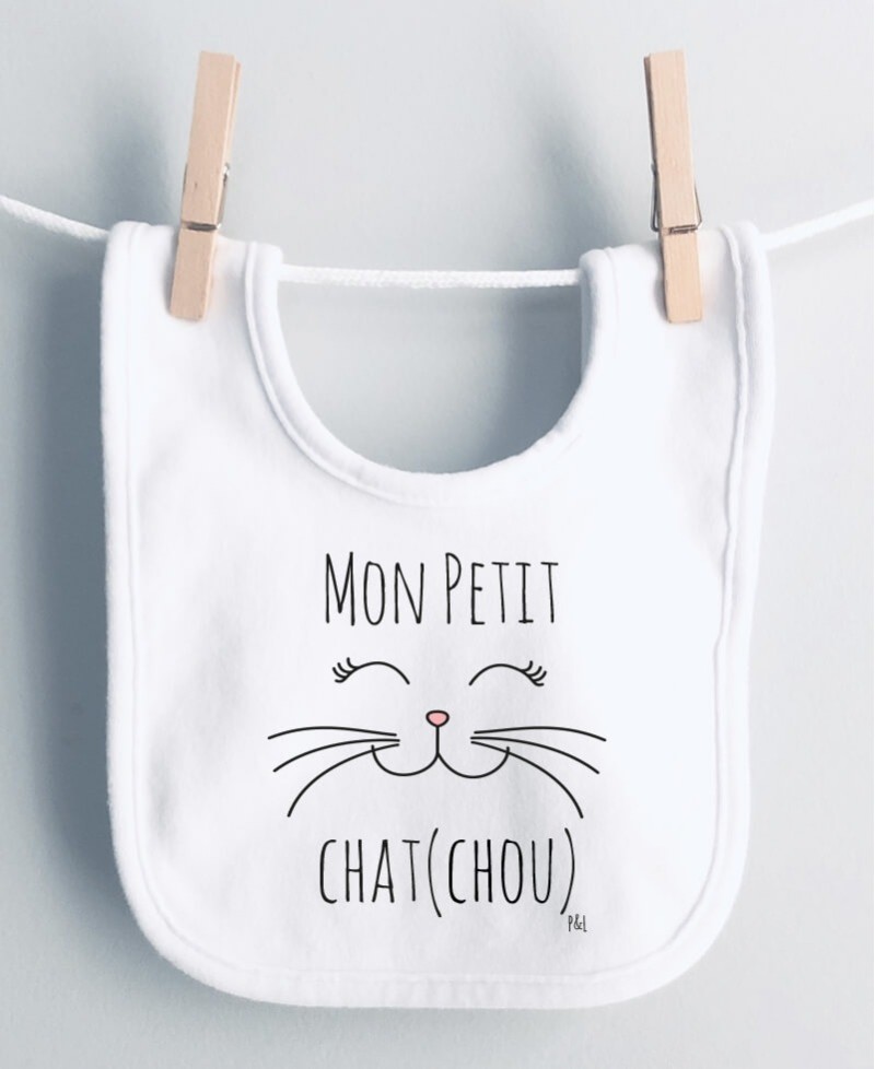 Bavoir bébé en coton - Mon petit Chat Chou