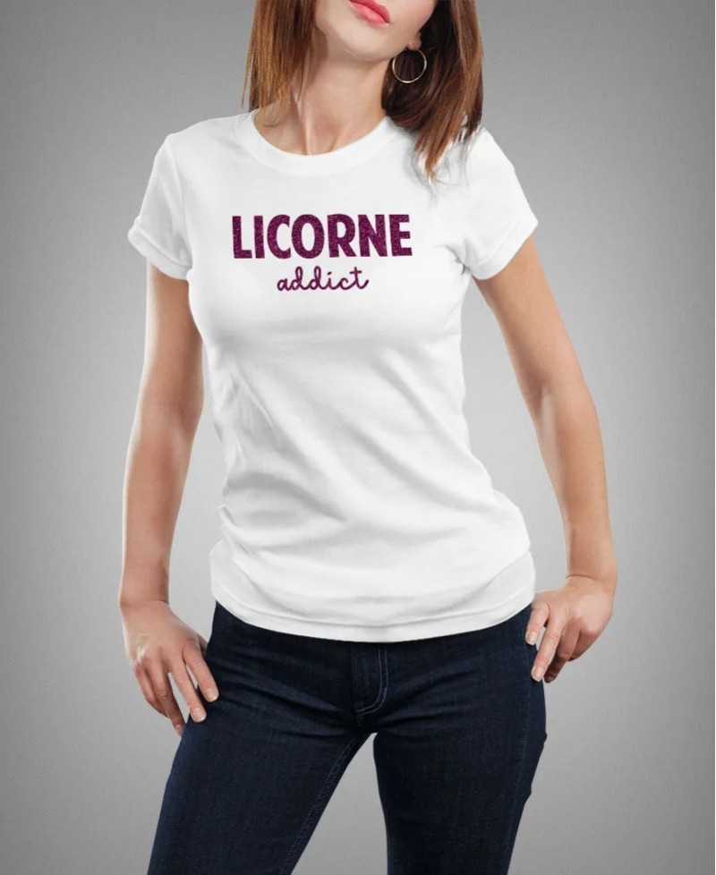 T shirt Femme paillettes Licorne Pilou et Lilou