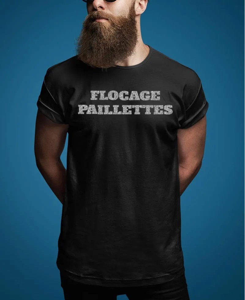 T-shirt homme personnalisé flocage effet paillettes