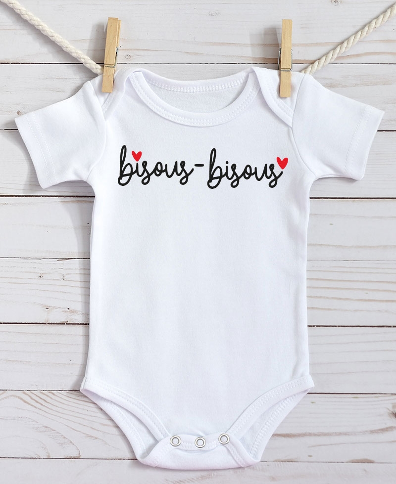 Body Bebe Original Bisous Bisous 100 Coton Ou Coton Bio Blanc